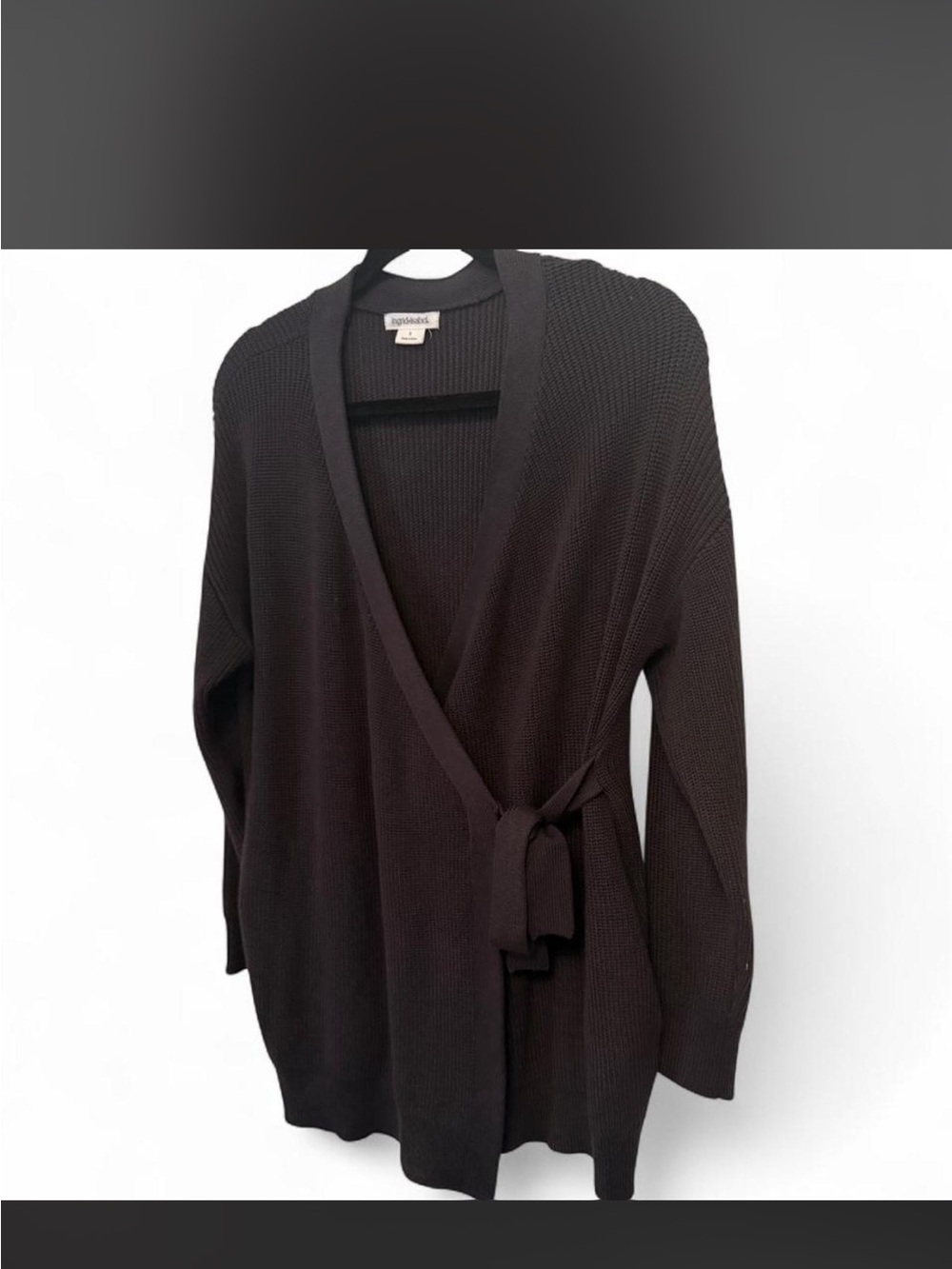 Ingrid & Isabel Charcoal Wrap Cardigan with Side Tie